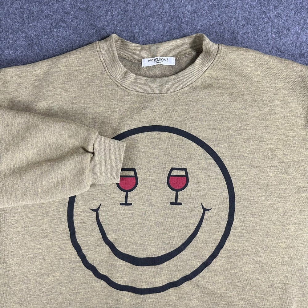 Women's Medium Wine Project‎ Social T Los Angeles Smiley Face Graphic Sweatshirt - Picture 9 of 9